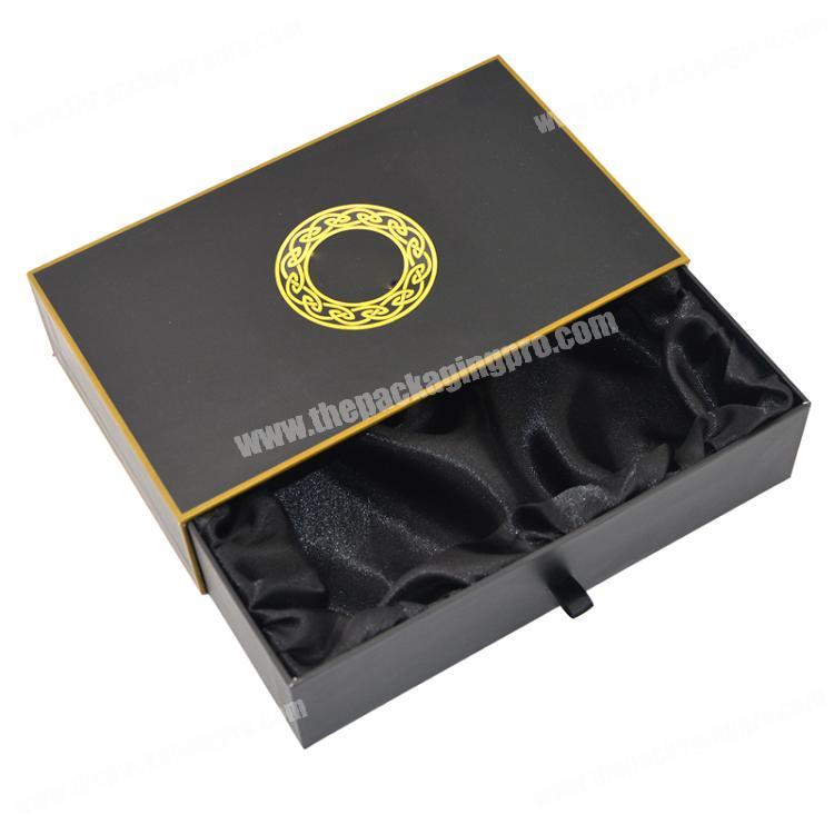 Luxury Black Recyclable  Gold foil Stamping Custom  Drawer Gift Packaging Jewelry Box
