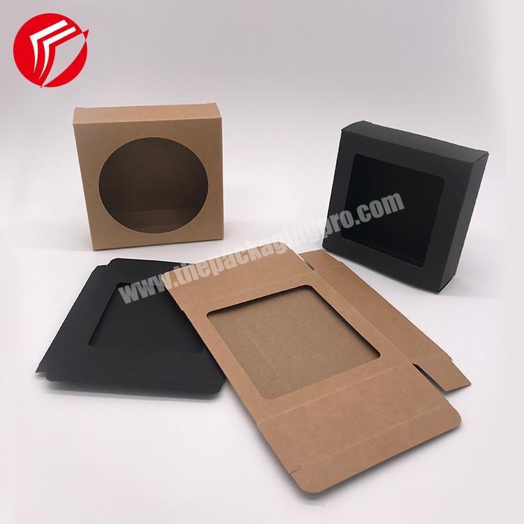 Luxury black small window packaging boxes recyclable gift pack christmas paper packing box