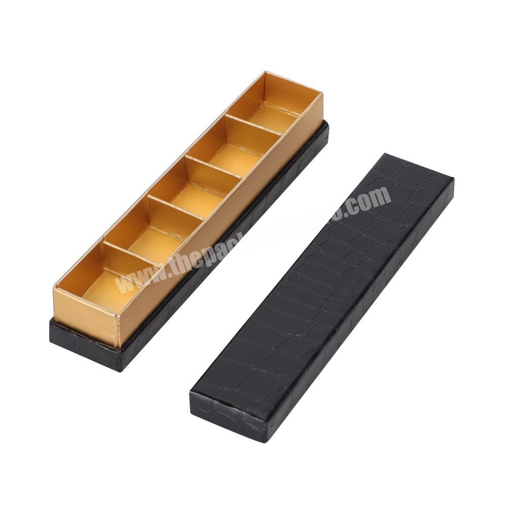 Luxury black texture paper rigid cardboard chocolate packaging gift boxes with compartment