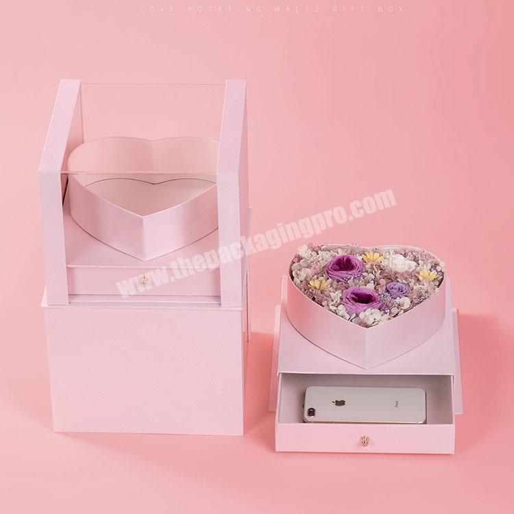 Luxury Blank design Black Square Chocolate Hat Box Carton Rose Packaging Flower Gift Box