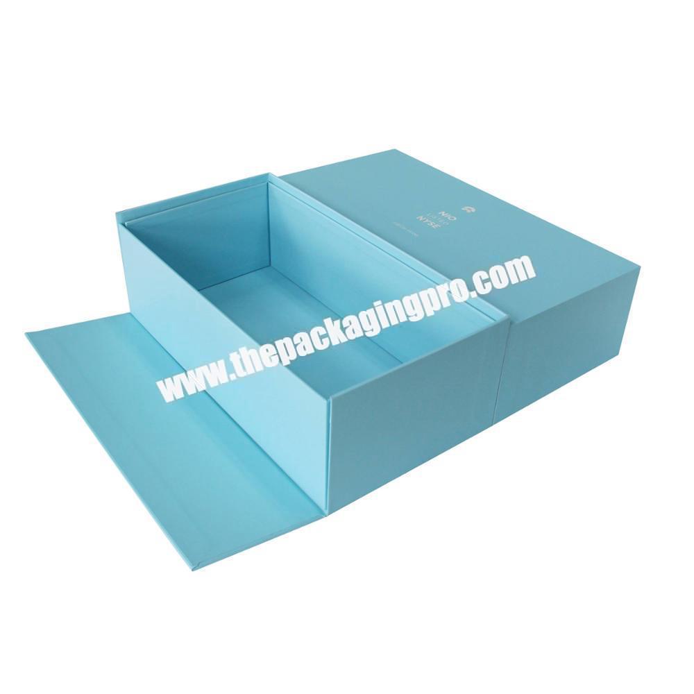 Luxury  Blue art Paper Cardboard Magnetic Wine Gift Box