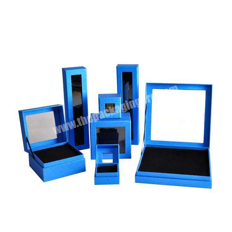 luxury blue fashion Specialty paper square handmade earrings jewelry gift  packaging custom logo printed Blue jewelry boxes