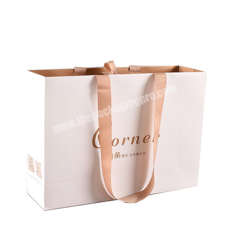 luxury boutique giftbag packaging custom pink paper thank you gift bags with logo print