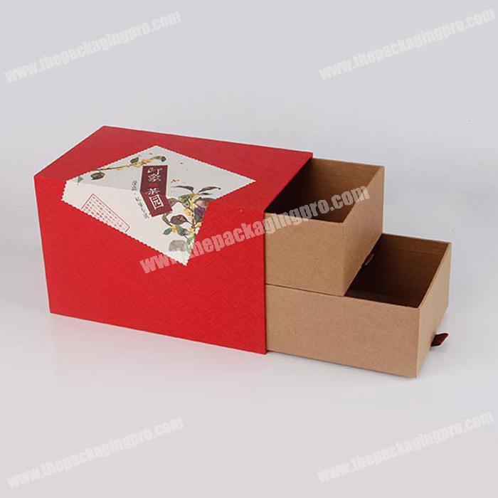 Luxury brown printed kraft paper drawer box