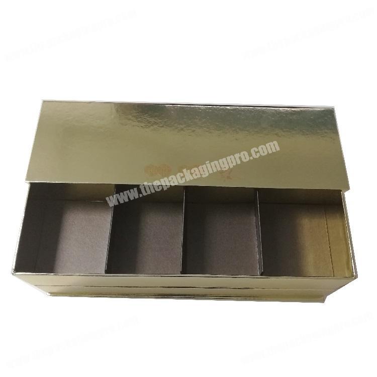 Luxury cardboard glossy gold  paper two shelft dividers magnetic closure moon cake gift packaging boxes