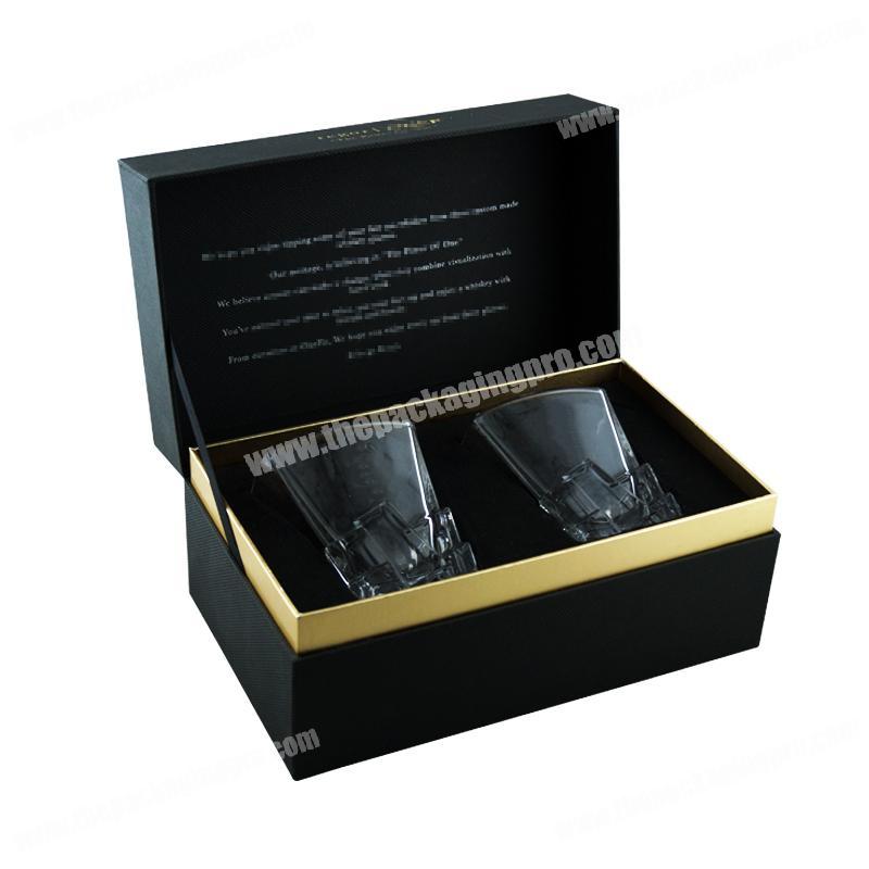 Luxury cardboard paper custom die cut protective sponge foam whisky glass gift boxes