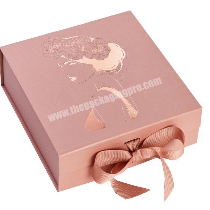 Luxury Cardboard Paper Full Color Custom Design Pink Boxes Ribbon Tie Perfect Closing Clothing Packaging Gift Boxes
