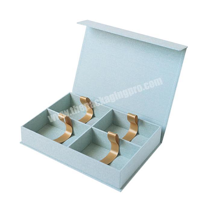 Luxury Cardboard Paper Full Color  Printing Custom Design Magnetic Flip Closure Dividers  Storage Packaging Boxes