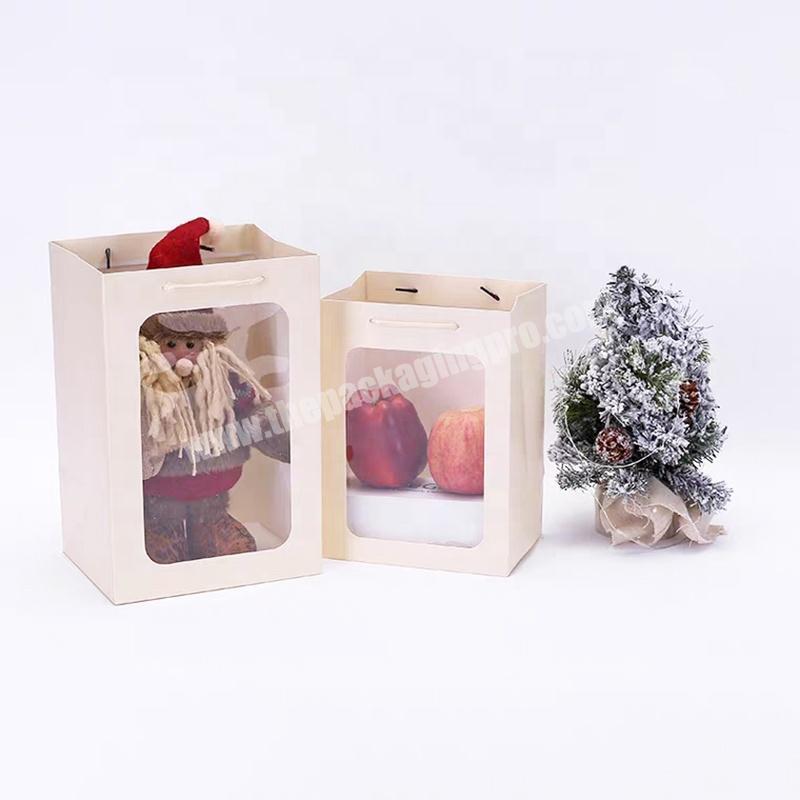 Luxury Children Dolls Package Bag Custom Christmas Gift Display Paper Shopping Bags With Clear Window