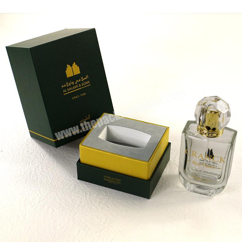 Luxury colonge arabic perfume bottle with embossing and flocking perfume packaging box