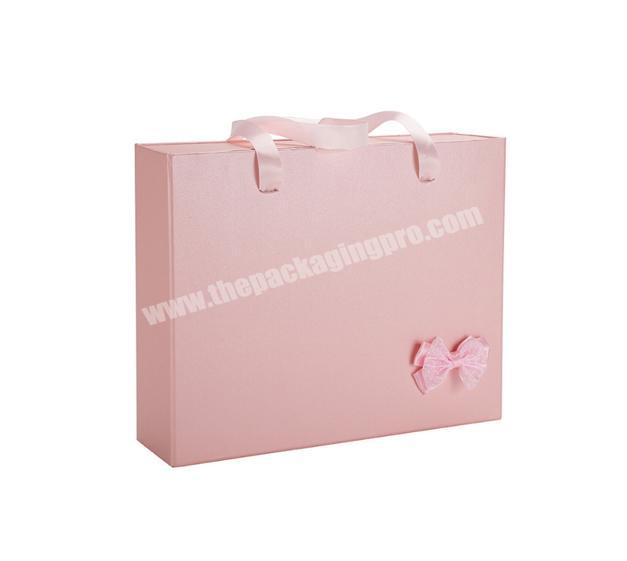 Luxury color leatherette paper rigid suitcase gift box with handles