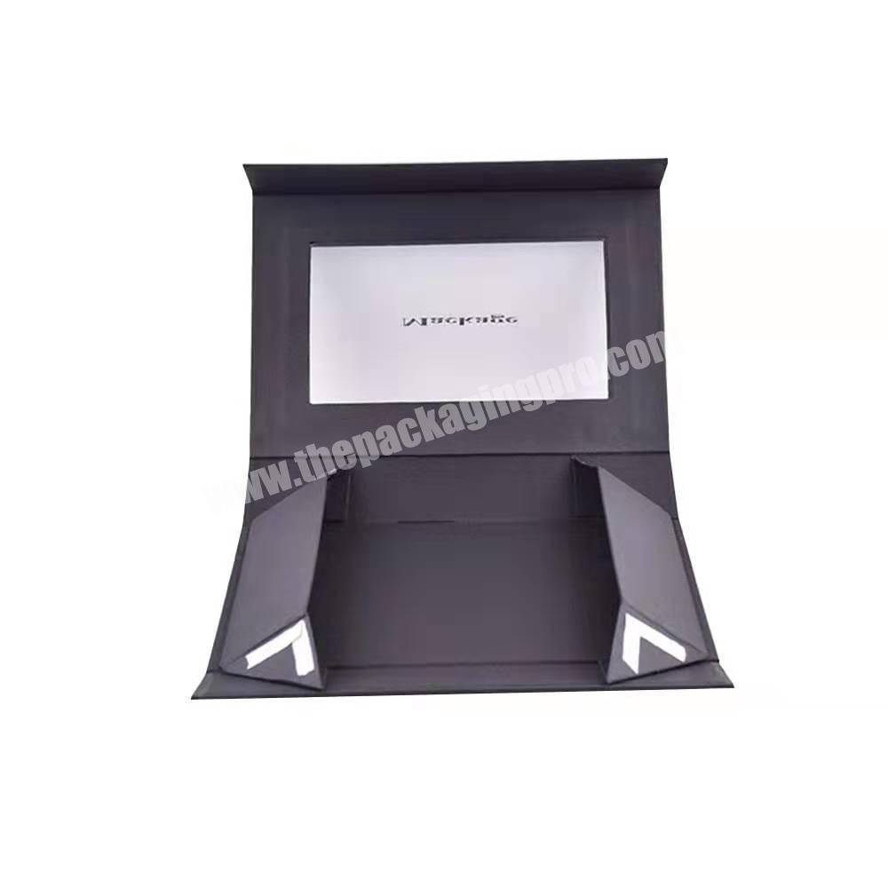 Luxury cosmetic gift packing cardboard black magnetic closure folding box