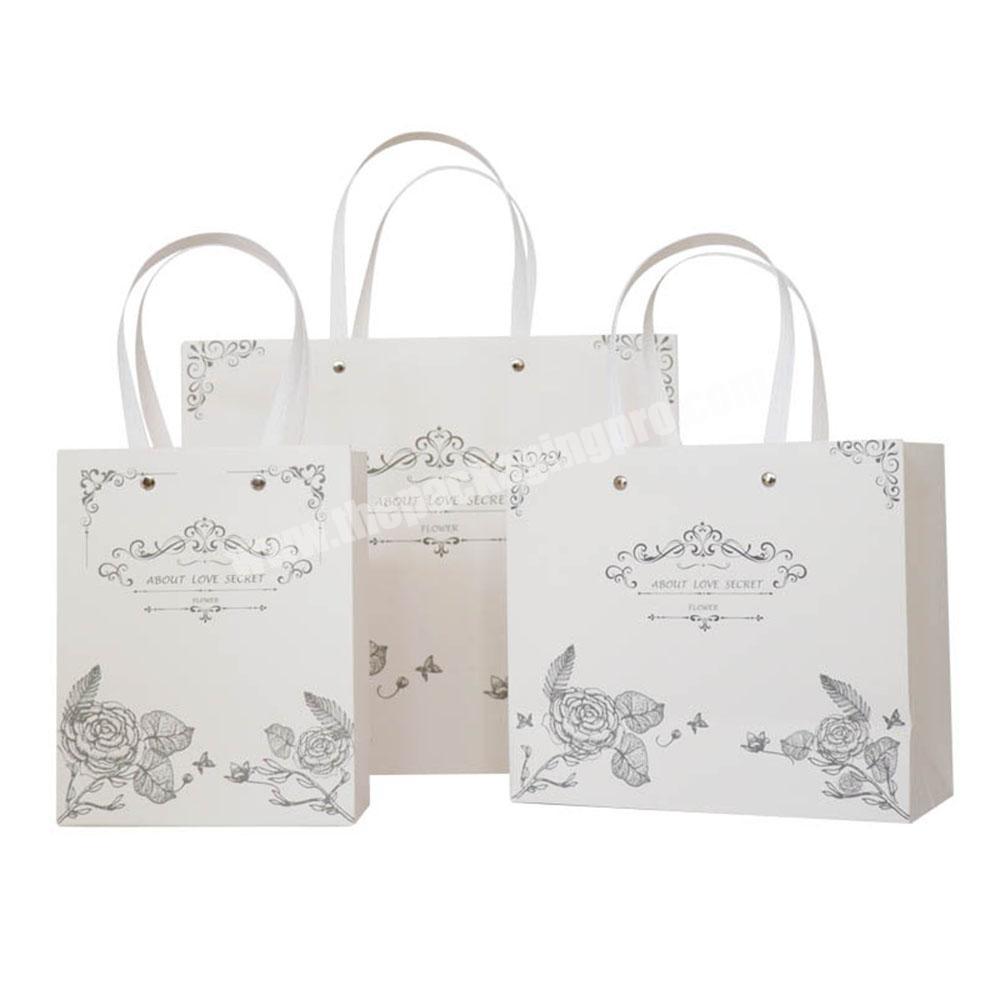 Luxury Cosmetic Jewelry Shoe Tote White Gift Shopping Packaging Bag With Rivet Handle With Custom Logo Printed