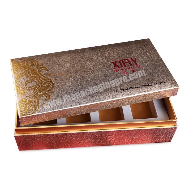 Luxury cosmetic product set scrub UV gold shine cardboard rigid gift box custom