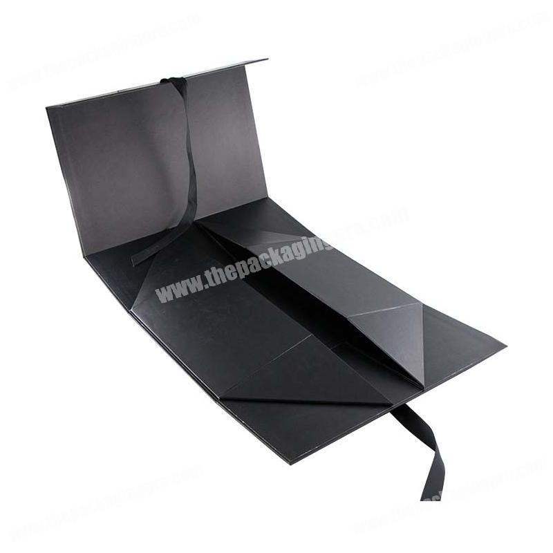 Luxury custom black magnetic closure wig hair bundles packaging box with ribbon