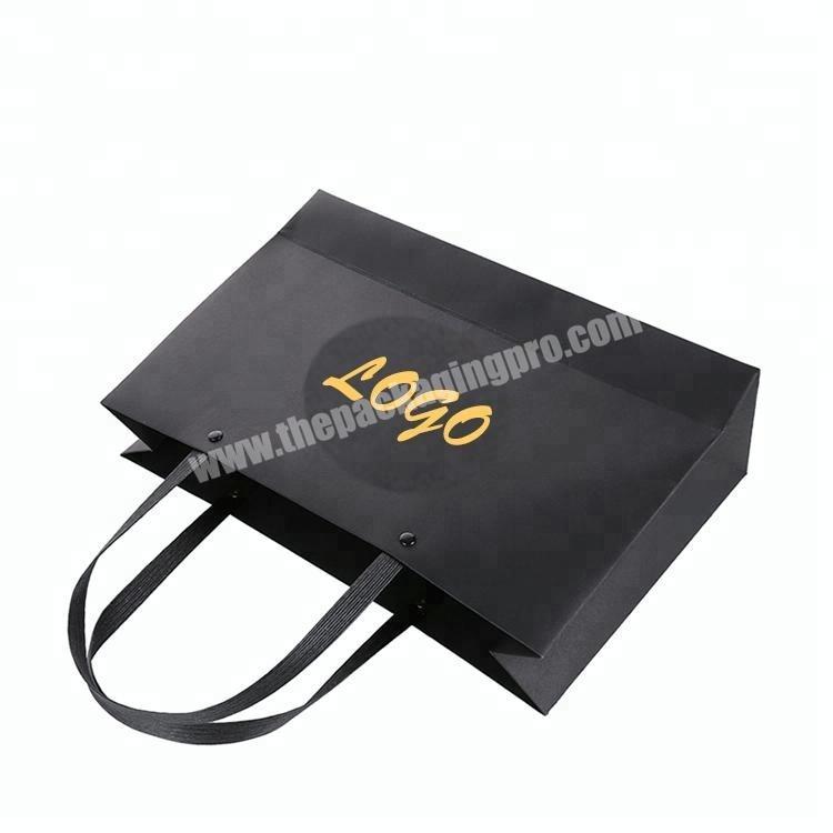 Luxury custom black paper bag custom print logo