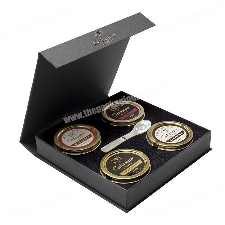 Luxury Custom  Cardboard Flip Top Magnetic Close EVA Foam Protective Jam Jars Gift Box Packaging