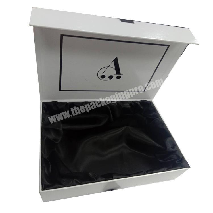 Luxury Custom Cardboard Paper Gift Packaging Flat Pack Folding Magnetic Collapsible Rigid Box With black Foil Logo