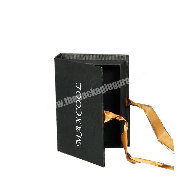 Luxury custom cardboard paper magnetic closure black gift packaging boxes