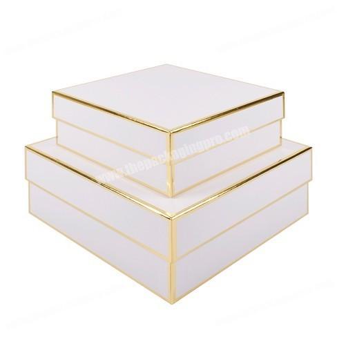 Luxury Custom Cardboard Paper White Lid Off Style Gold EdgeJewelery Gift Box
