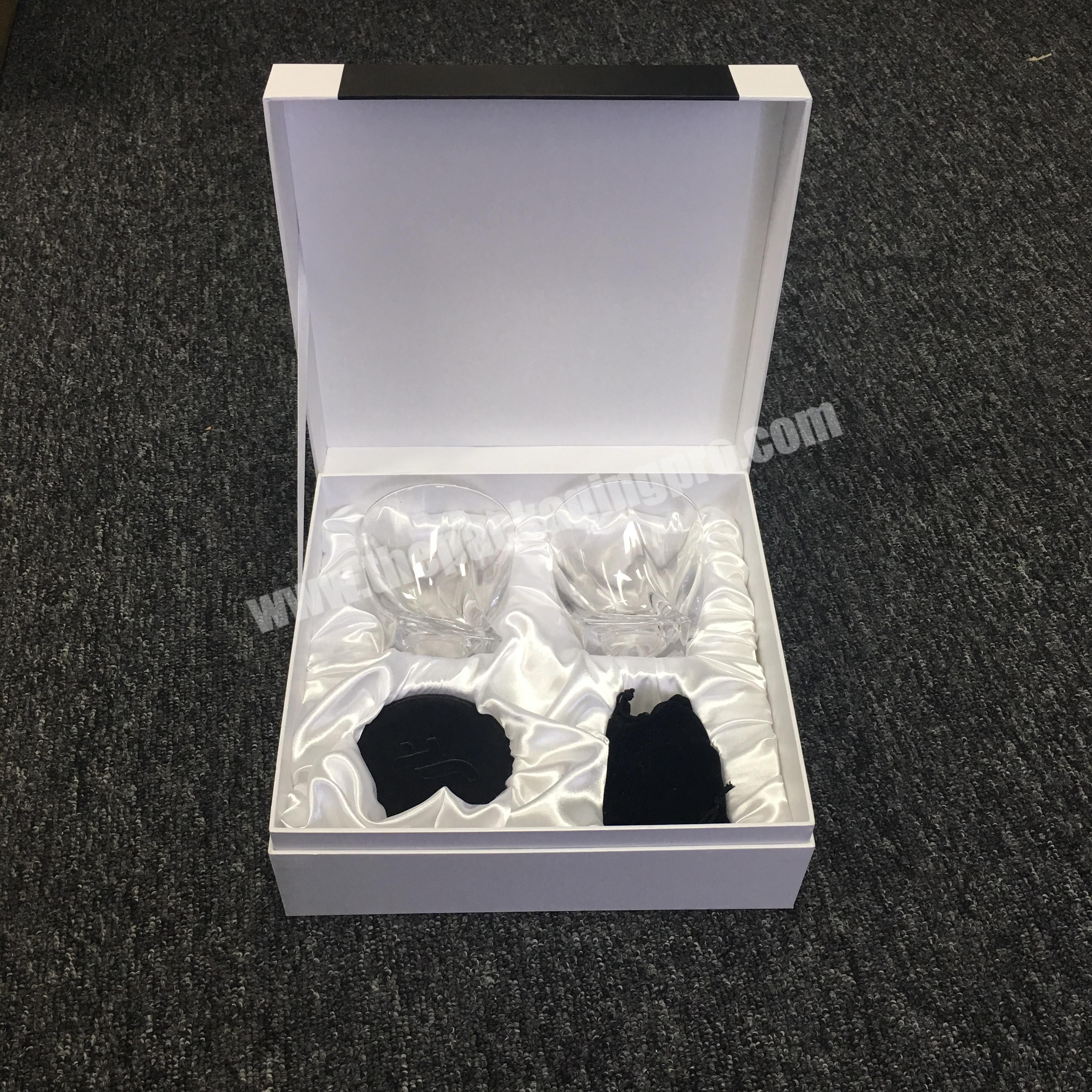 luxury custom clamshell box whisky glass packaging box