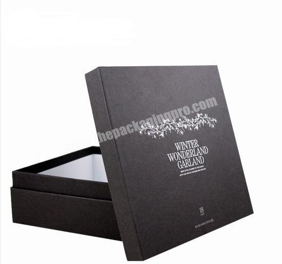Luxury Custom Fancy Silver Stamping Logo Printed Matte Black Packaging Paper Cardboard Gift Box