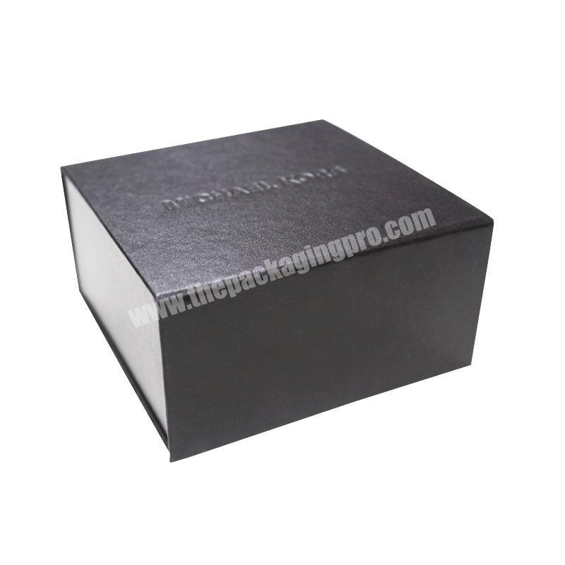 Luxury Custom Flat Folding cosmetic jewelry packaging box black magnetic rigid collapsible gift box packaging