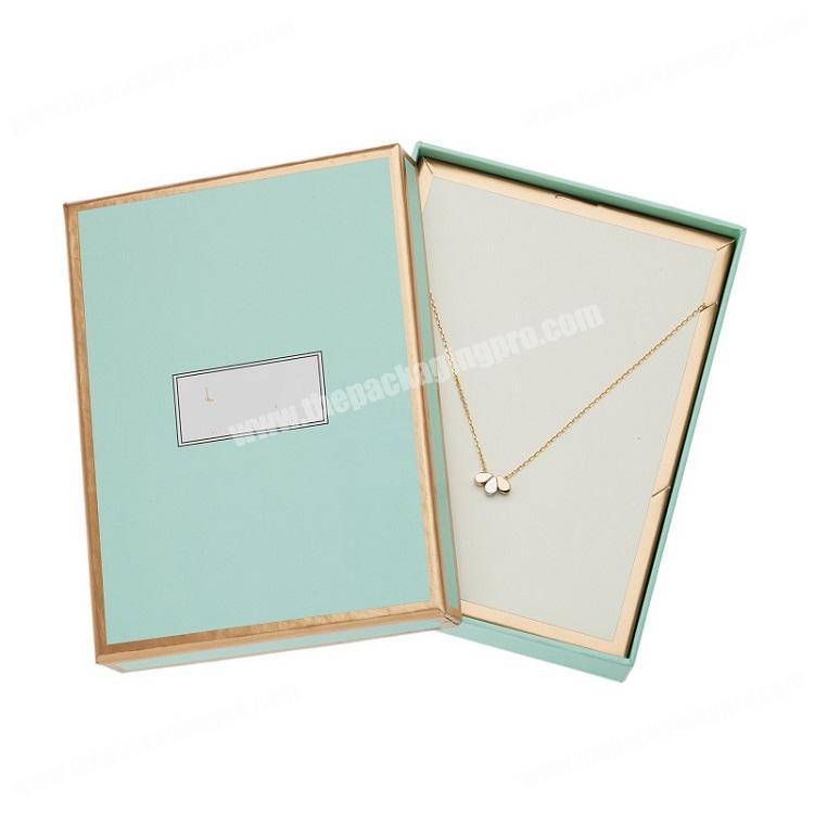 Luxury Custom Full Color Printed Rigid Two Piece Cardstock Insert Necklace Box Gift Packaging