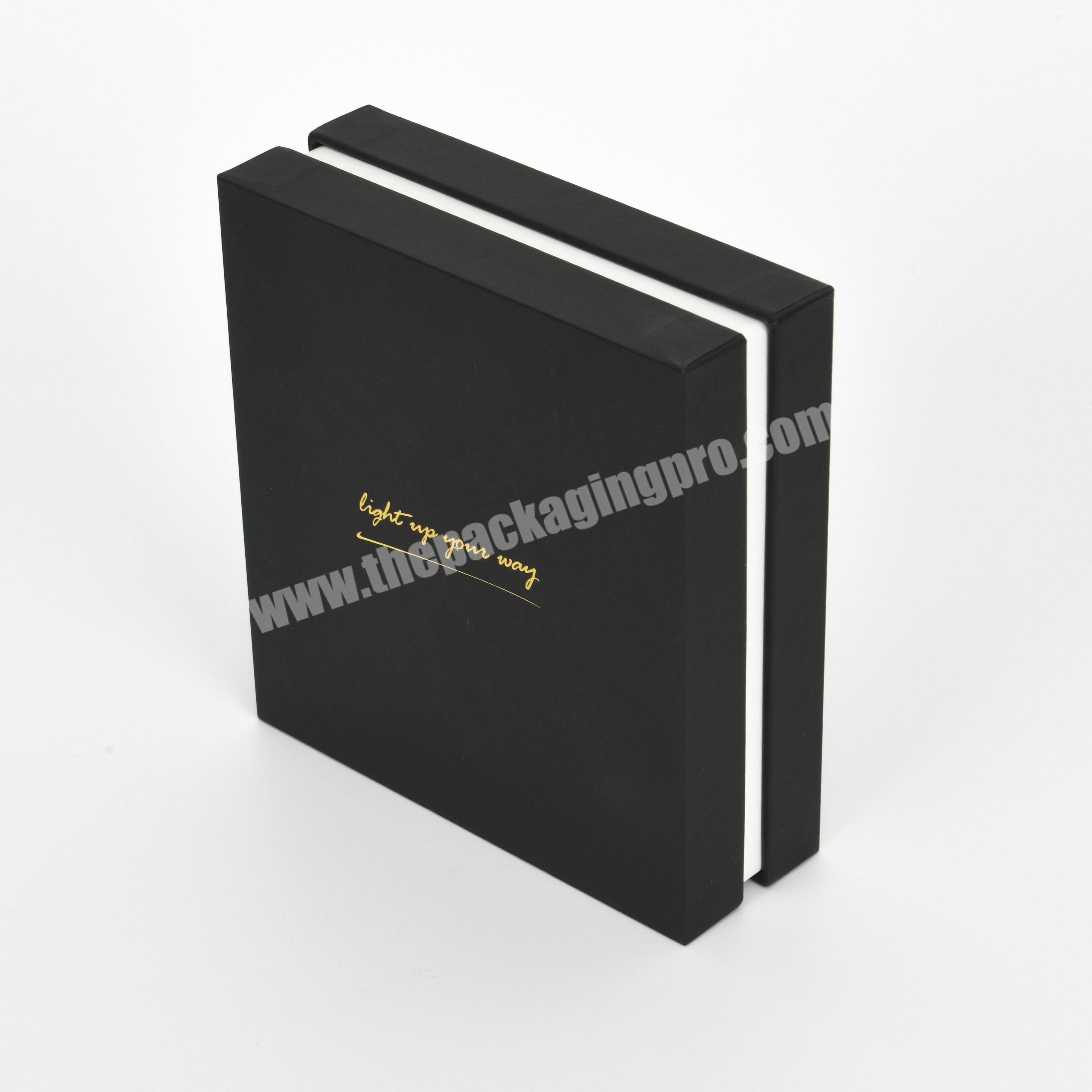 Luxury Custom Gold Foil Logo Black paper Jewelry Gift Top and bottom Box boxes for Gift
