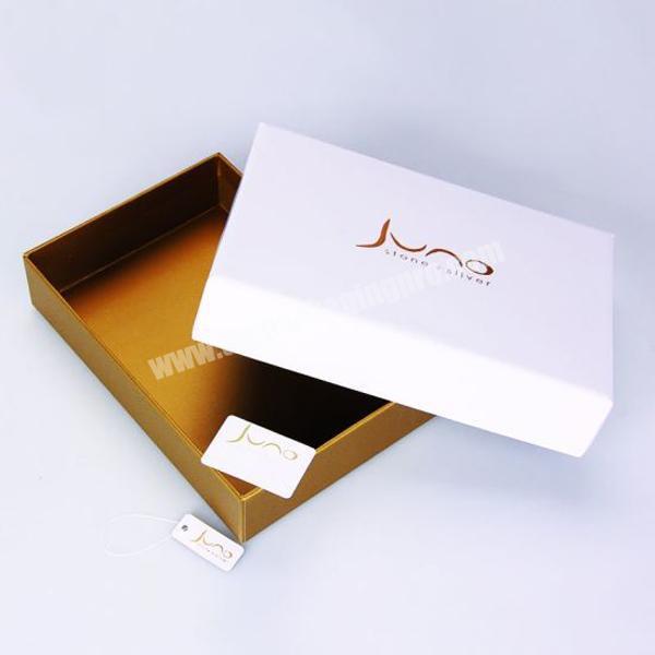 Luxury Custom Gold Foil Printing White Custom Box for Baby Clothing with Tag