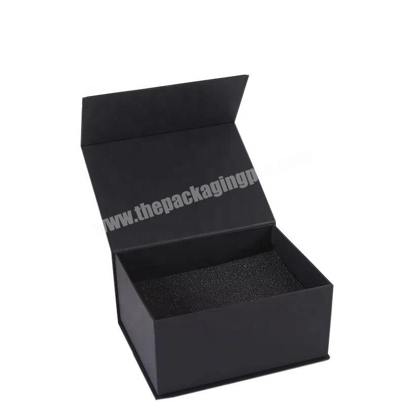 luxury custom gold foil stamping black magnetic gift box packaging