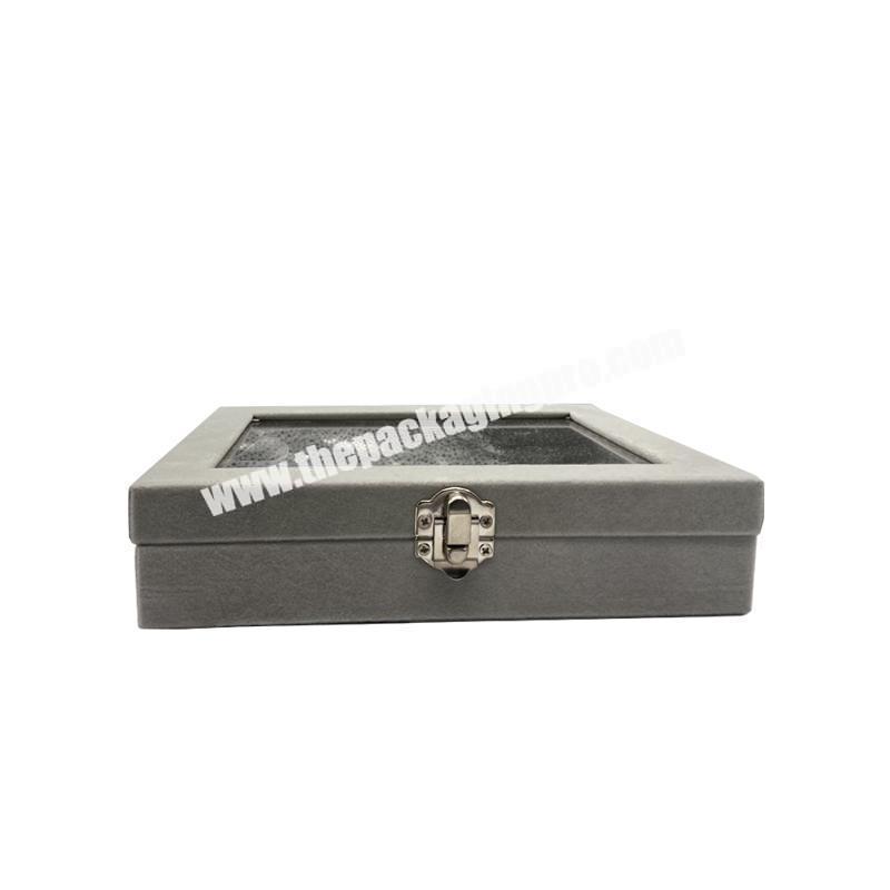 luxury custom gray velvet jewelry packaging display box
