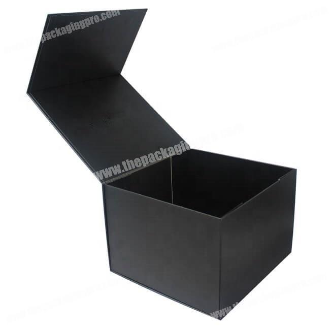 Luxury Custom Hot Selling Rigid Cardboard Black Folding Magnetic Promotion Gift Hat Packaging Box