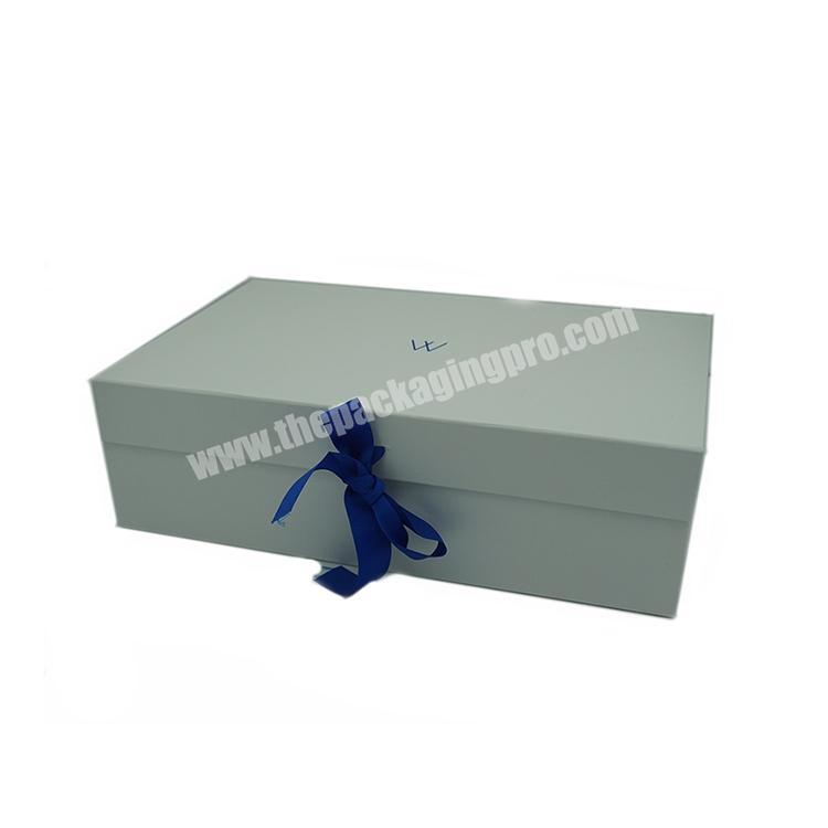 Luxury custom hot stamping logo folding paper box folding gift box with ribbon