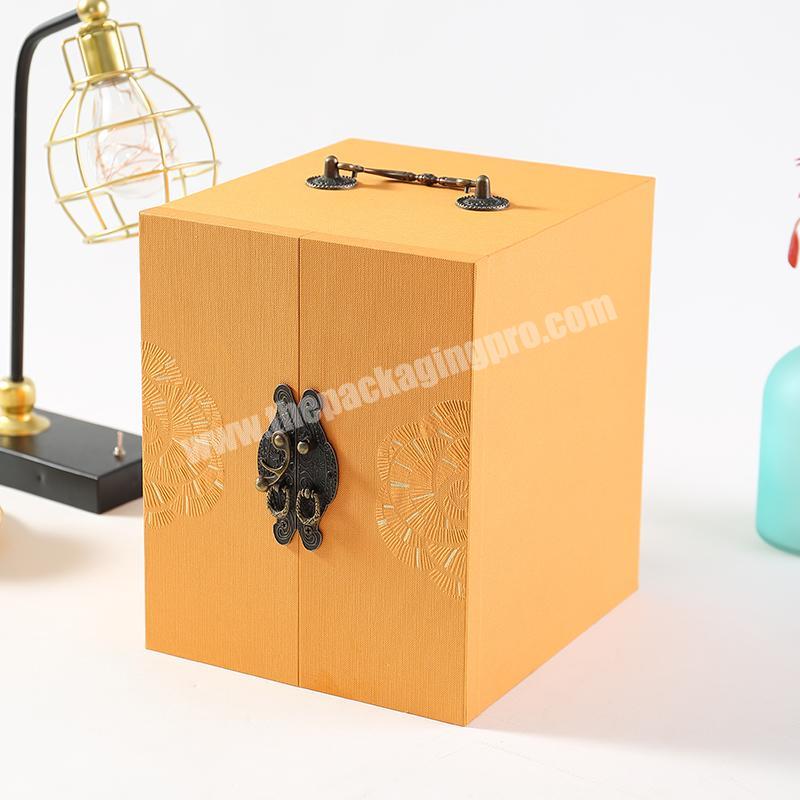 Luxury custom logo box rigid multi-drawer art paper box pro table special elegant mooncake paper packaging  box for mooncake