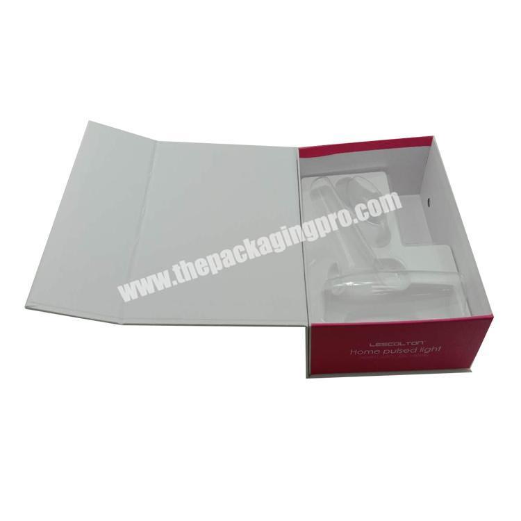 Luxury Custom Logo Color Printed book shape hair dryer box hair dryer packaging box with clear pvc tray