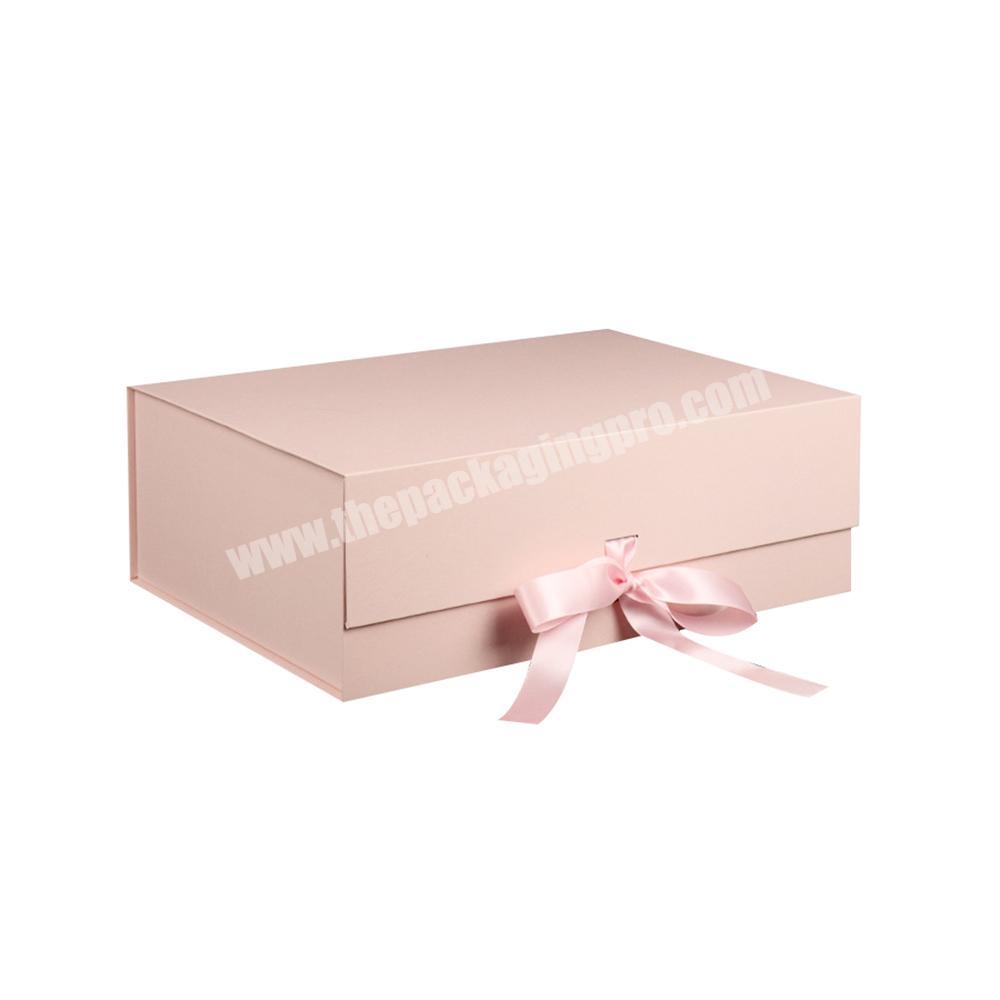 Luxury Custom Logo Foldable Paper Cardboard Rigid Boxes With Ribbons For ClothingShoppingShoes
