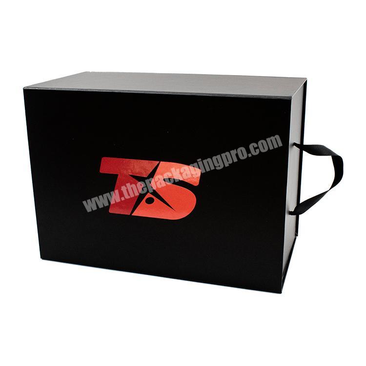 Luxury custom logo magnetic cardboard storage box black gift box packaging