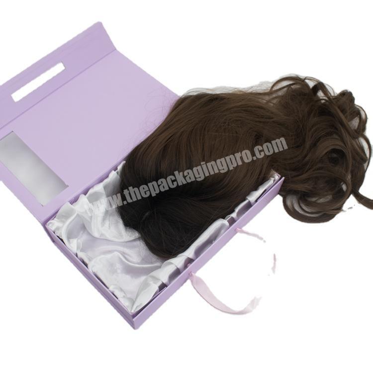 luxury custom logo print matt cosmetic hair bundle extension storage pack magnetic gift wig packaging box