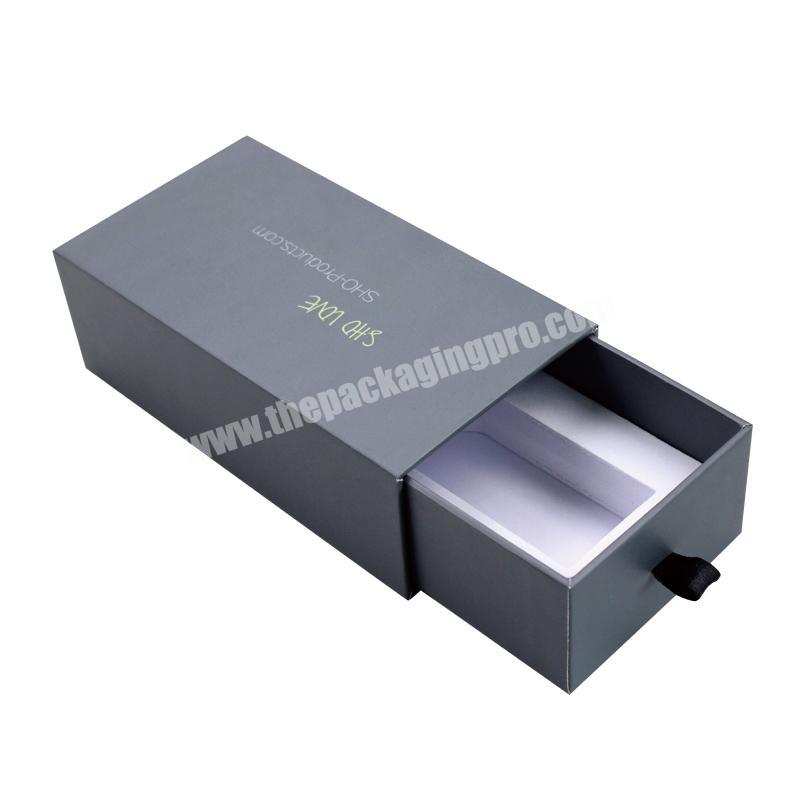 Luxury Custom Logo Printing Small Sliding Style Cardboard Paper Drawer Gift Boxes Packaging Slide Out Open With Ribbon Puller