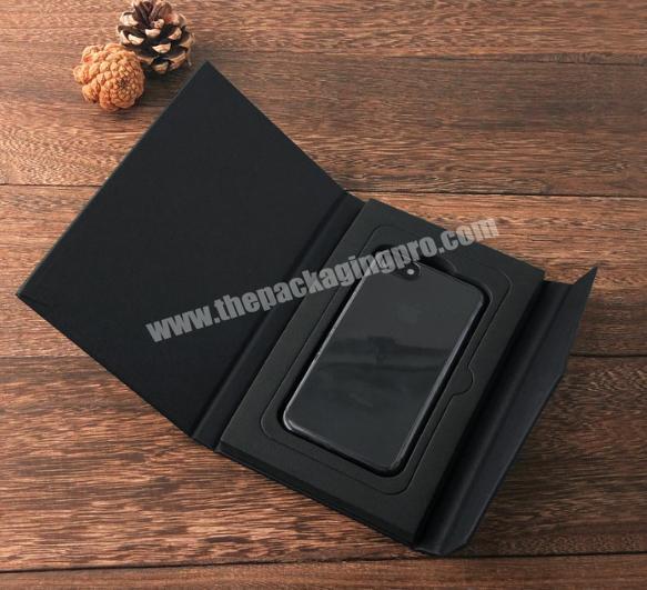 Luxury Custom logo rigid cardboard black paper phone case box