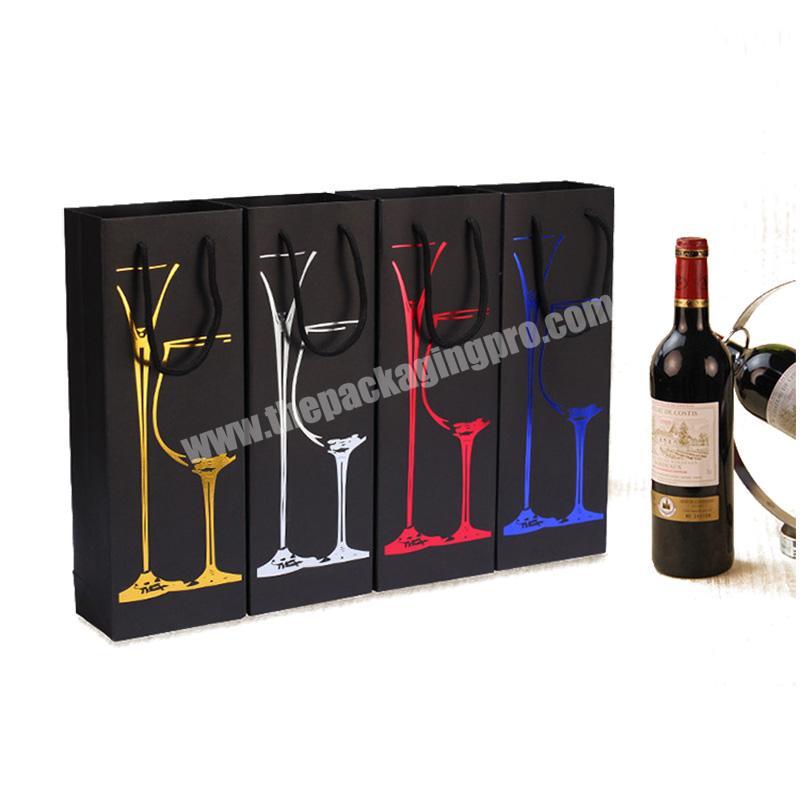 Luxury Custom Logo Rigid Cardboard Black Paper Wine Glass Gift Pack Box Packaging Boxes