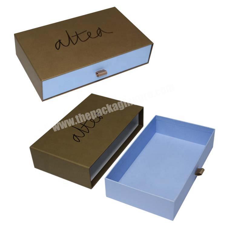 Luxury custom logo small packaging pull out sliding cardboard paper drawer gift box with ribbon