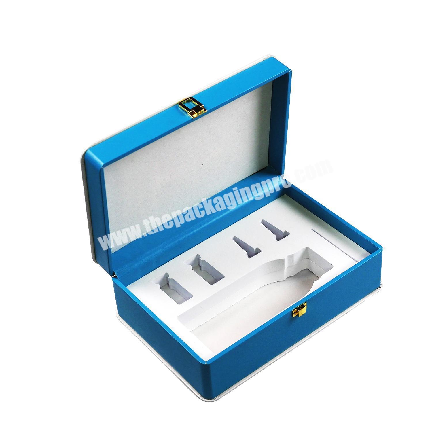 luxury custom logo white and PU leather presentation plastic oil essential packaging box