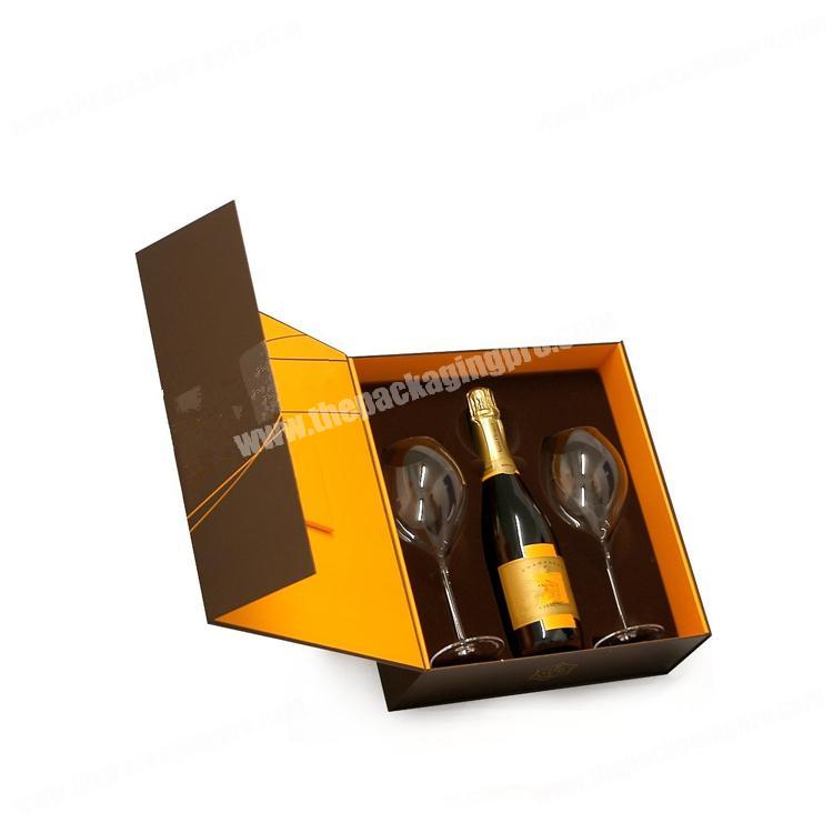 Luxury Custom New Products 2018 Innovative Paper Single Wine Bottle Two Wine Glass Packaging  Box