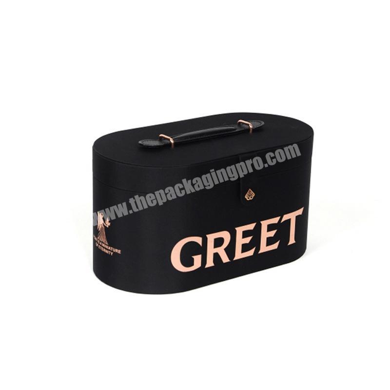 Luxury custom oval portable flip box printed style portable flower box wholesale