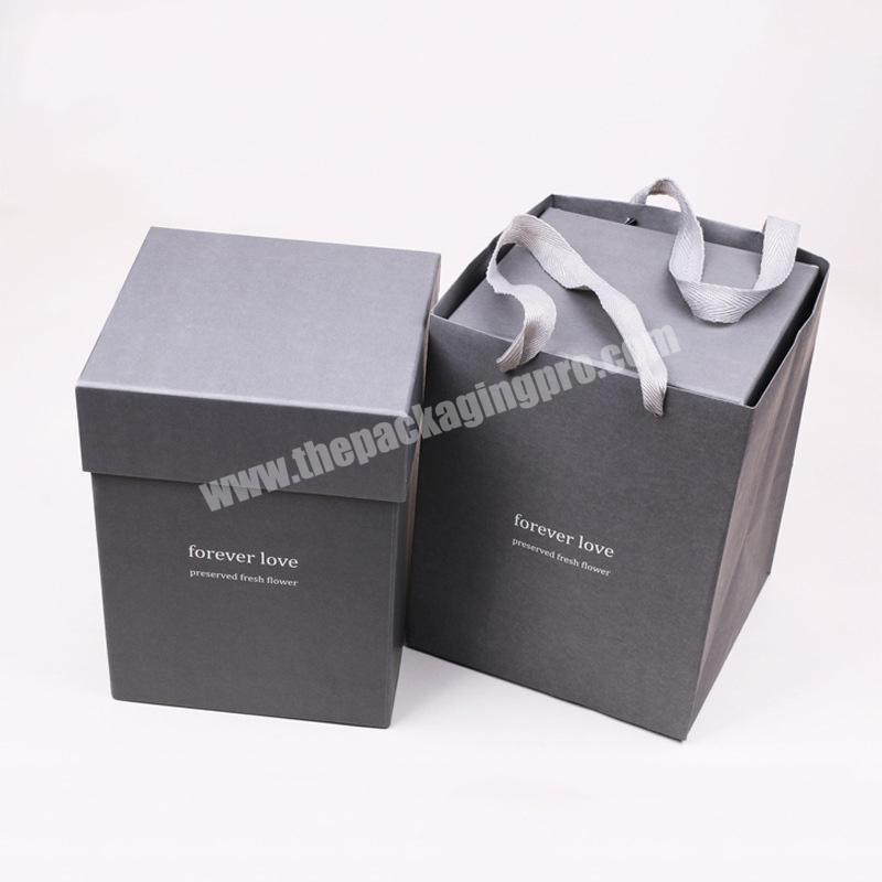 Luxury custom packaging rigid lid and base box with carry paper bag in Guangzhou