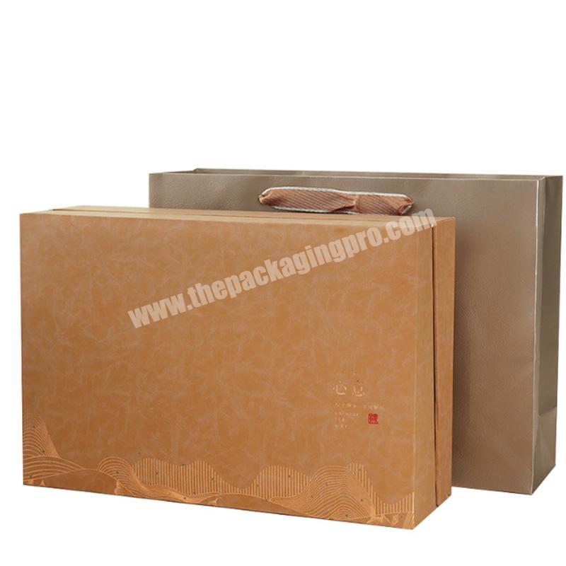 Luxury custom paper tea gift packing box with gold satin lining
