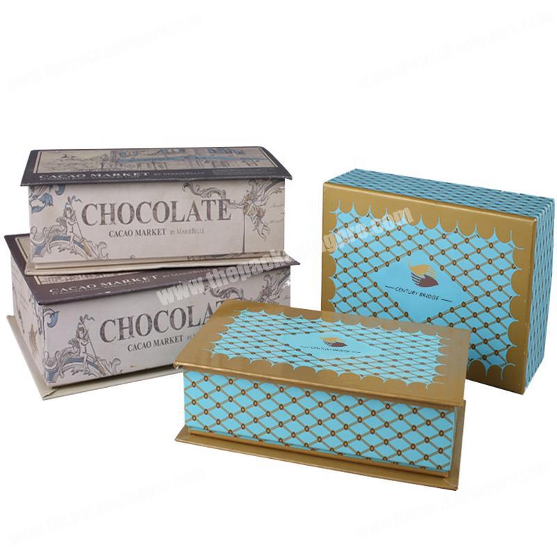 Luxury Custom Pattern Print Rigid Cardboard Paper Packaging Chocolate Gift Box with Lid