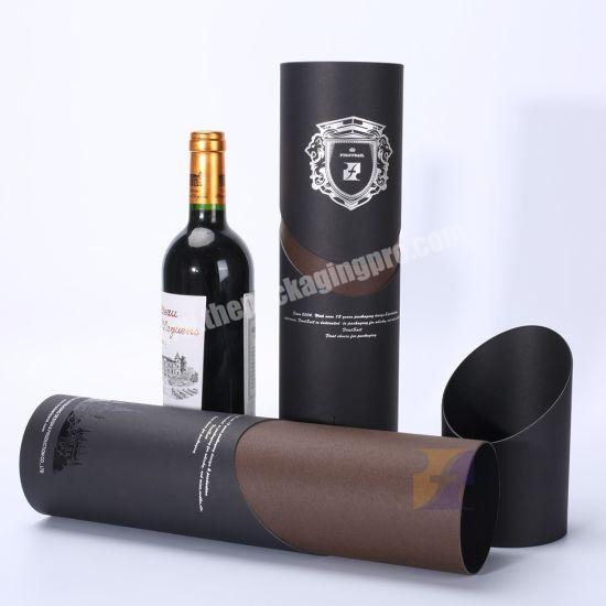 Luxury Custom Printed Gift Boxes Cylinder Paper Metal Red Wine Packaging